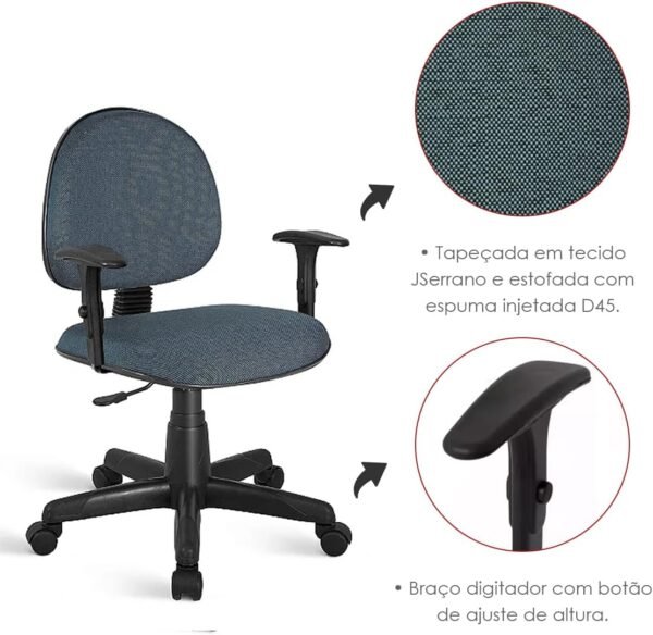 Kit 2 Cadeiras de Escritório Presidente Giratória Courvin Preto Home Gourmet Ergonômica Espuma D45 Base Reforçada - Imagem 6