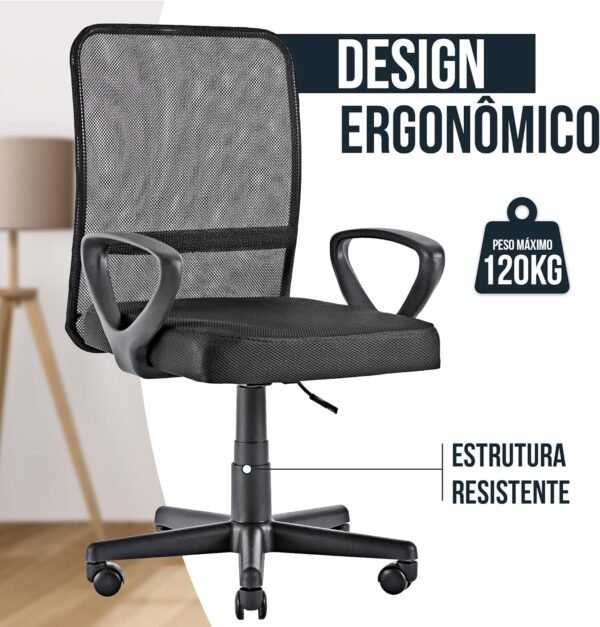 NEWCONCEPT, Cadeira de Escritório Executiva Tela Respirável Mesh Ergonômica Altura Ajustável Estofado Confortável Função Relax com Rodinhas Base Giratória Secretária Consultório - Imagem 3