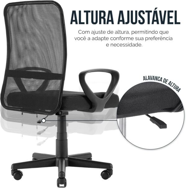 NEWCONCEPT, Cadeira de Escritório Executiva Tela Respirável Mesh Ergonômica Altura Ajustável Estofado Confortável Função Relax com Rodinhas Base Giratória Secretária Consultório - Imagem 5