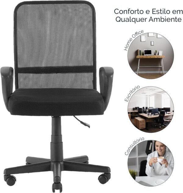 NEWCONCEPT, Cadeira de Escritório Executiva Tela Respirável Mesh Ergonômica Altura Ajustável Estofado Confortável Função Relax com Rodinhas Base Giratória Secretária Consultório - Imagem 6