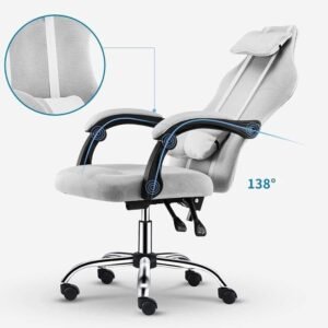 Cadeira de escritório reclinável | Poltrona reclinável de malha ergonômica ajustável para computador | Cadeiras brancas para escritório em casa com apoio para os pés (Cor: Preto) (Cinza)