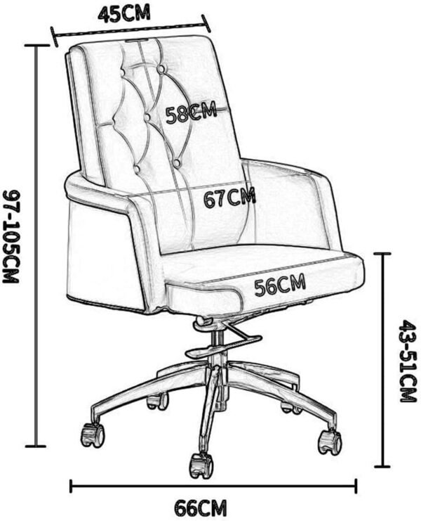 Cadeira de couro leve Boss, cadeira executiva, cadeira giratória de escritório, cadeira de estudo, reclinável, ajustável, altura ergonômica e estável - Imagem 3