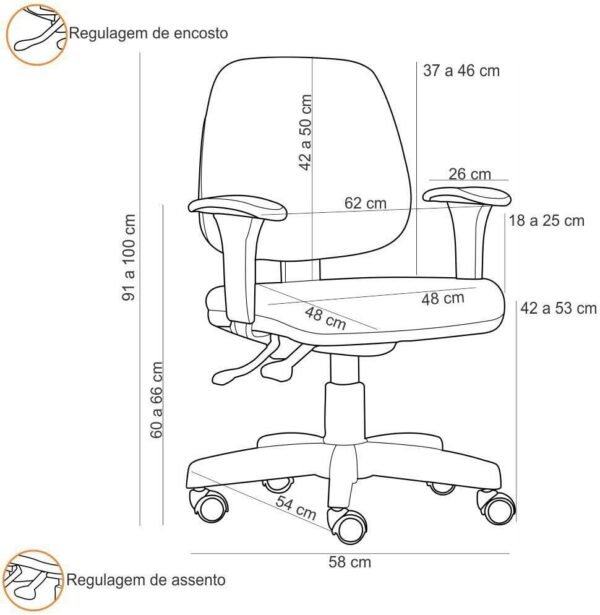 Cadeira de Escritório Giratória Executiva Ergonômica Job L02 Linho Cinza Escuro - Lyam Decor - Imagem 3