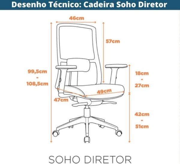 Cadeira de Escritório Soho Nr17 Presidente Ergonômica - Imagem 3