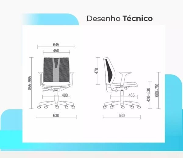 Cadeira De Escritório Addit Diretor Ergonômica Preta Confortável Regulagem Inclinável - Imagem 2