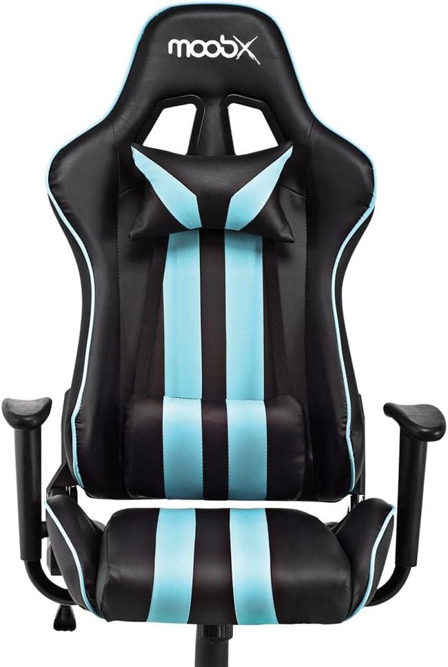 Moob Cadeira Gamer Reclinável Nitro Com Almofadas para Lombar e Pescoço Preto/Azul - Imagem 3