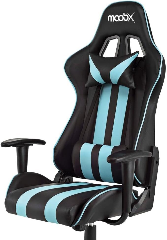 Moob Cadeira Gamer Reclinável Nitro Com Almofadas para Lombar e Pescoço Preto/Azul - Imagem 7