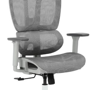 Cadeira Ergonômica de Escritório Ergo Master, Apoio de Cabeça Ajustável, Malha Mesh, Base Cromada (Branco Premium)