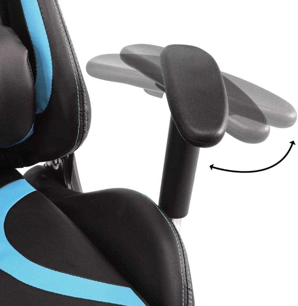 Moob Cadeira Gamer Reclinável Thunder Com Almofadas para Lombar e Pescoço Preto/Azul - Imagem 8