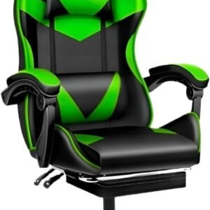Cadeira Escritório Gamer Ergonômica Reclinável Confortável Com Rodinha E Apoio Para Os Pés(Verde)