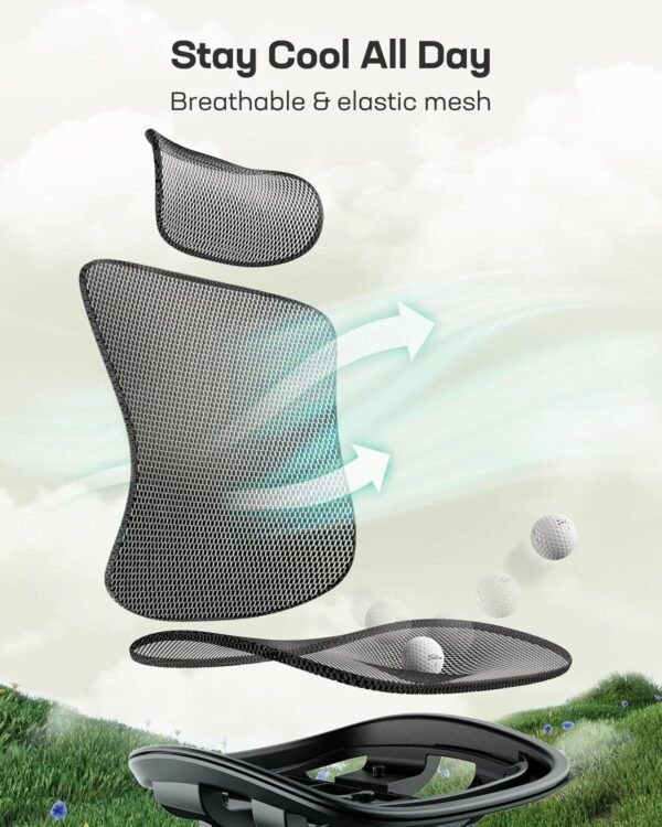 Totnz Cadeira de escritório ergonômica, cadeira ergonômica para jogos com suporte lombar ajustável, encosto de cabeça 2D e braços para cima e para baixo - Imagem 5