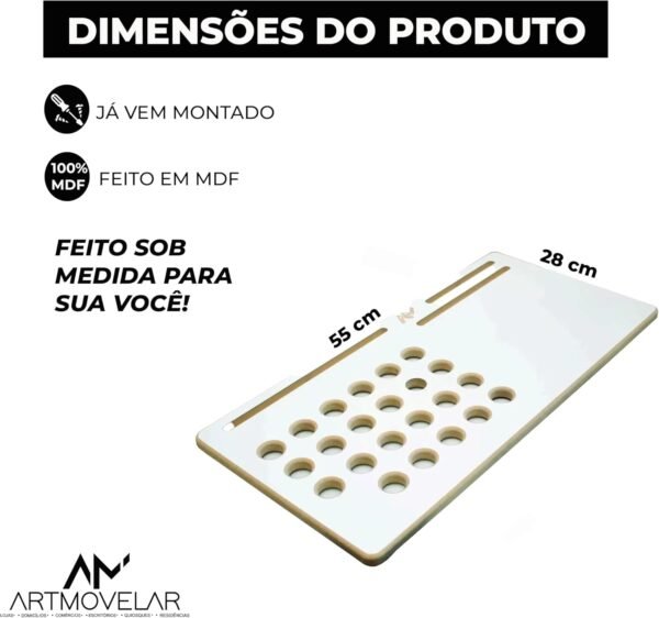 ARTMOVELAR - Suporte para Notebook - Mesa Base para Laptop com Apoio para Objetos - Suporte para Cama e Sofá, Organizador de Mesa, Organização de Apartamento e Casa, Home Office - Preto, 28x55 - Imagem 2
