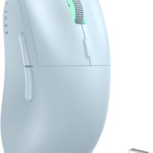 ATTACK SHARK AJ199 Mouse para jogos sem fio, mouse ergonômico leve de 59 g, taxa de pesquisa de 1000 Hz, até 26000 DPI, sensor óptico PAW-3395 de modos duplos, 6 botões programáveis para PC/laptop/Win