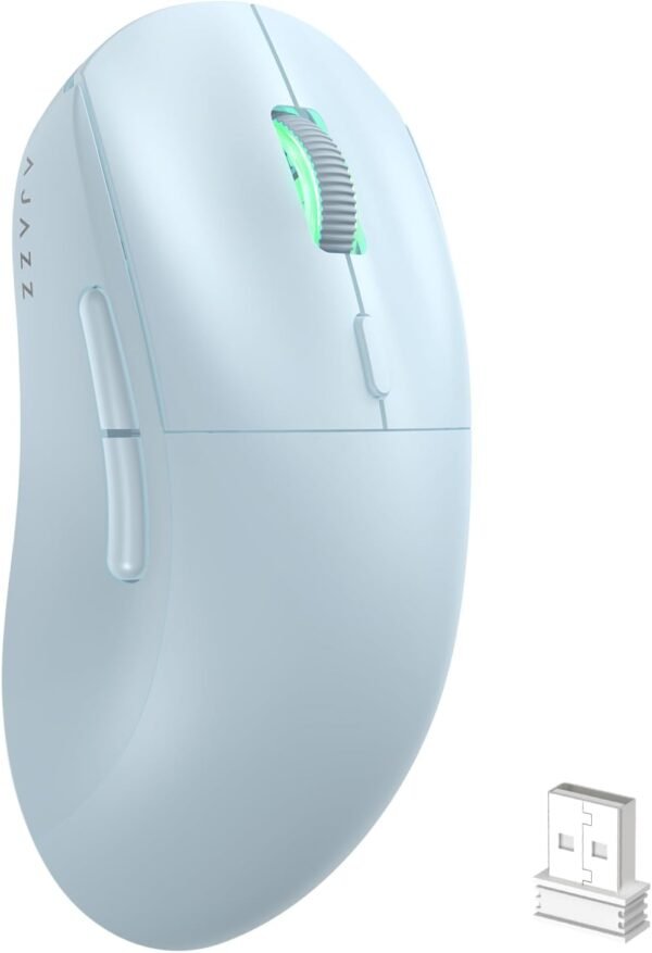 ATTACK SHARK AJ199 Mouse para jogos sem fio, mouse ergonômico leve de 59 g, taxa de pesquisa de 1000 Hz, até 26000 DPI, sensor óptico PAW-3395 de modos duplos, 6 botões programáveis para PC/laptop/Win