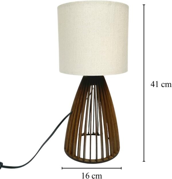 Abajur Luminária Mesa Sile 41 Cm Decorativo Com Fiação Bivolt 110/220V Com Cúpula Estrutura Madeira MDF Cor Imbuia - Imagem 2