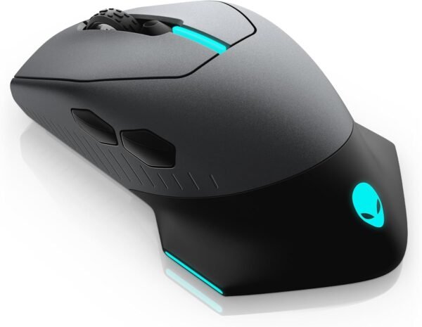 Alienware Mouse para jogos com fio/sem fio AW610M: sensor óptico de 16000 DPI - bateria recarregável de 350 horas, 7 botões, iluminação RGB AlienFX de 16,8 m de 3 zonas, design sem bordas, ergonômico,