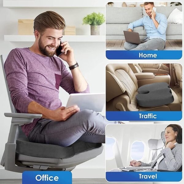 Almofada Assento Ortopédico Travesseiro Ergonômico Cadeira Corretor Postura Home Office ref - Imagem 2