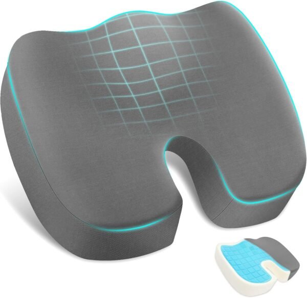 Almofada Coccix, Almofada para Coccix de Gel, 44*34*7CM Almofada Hemorroida, Ergonômico Almofada para Hemorroida, Em forma de U Almofada Cadeira, Almofadas para Cadeira, Almofada Cadeira Escritorio