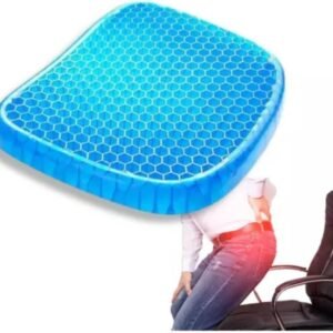 Almofada Ortopédica Gel, Assento Ergonômico com Tecnologia Colmeia, Azul, para Cadeira de Escritório