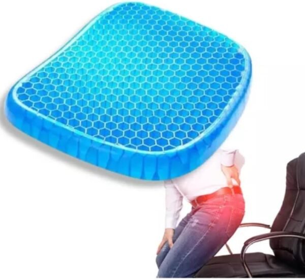 Almofada Ortopédica Gel, Assento Ergonômico com Tecnologia Colmeia, Azul, para Cadeira de Escritório
