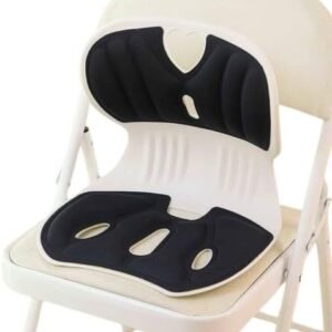 Almofada Ortopédica para Cadeira, Conjunto de Assento e Encosto, Preto e Branco, Suporte Ergonômico para Coluna
