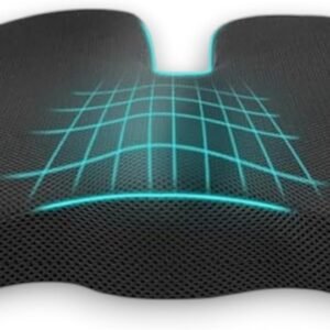 Almofada Ortopédica para Cadeira Gamer – Espuma Viscoelástica de Alta Densidade – Suporte Ergonômico para Cóccix, Ciática e Lombar – Capa de Veludo Preta Lavável