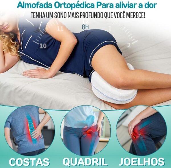 Almofada Ortopédica para Pernas e Joelhos | Alívio de Dores nas Costas, Quadris, Joelhos, Articulações e Nervo Ciático | Travesseiro Ortopédico para Pernas com Suporte Ergonômico para Dormir Melhor - Imagem 2