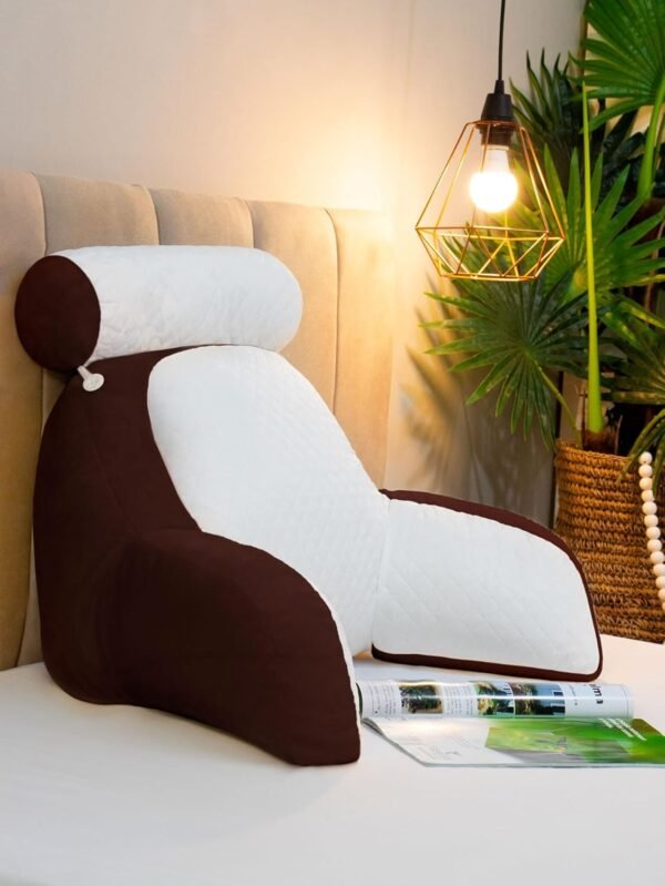 Almofada de Descanso Apoio de Costas Travesseiro Ergonômico para Leitura, apoio de Cabeça Removível, 55cm Com Encosto, 60cm Largura (TABACO)