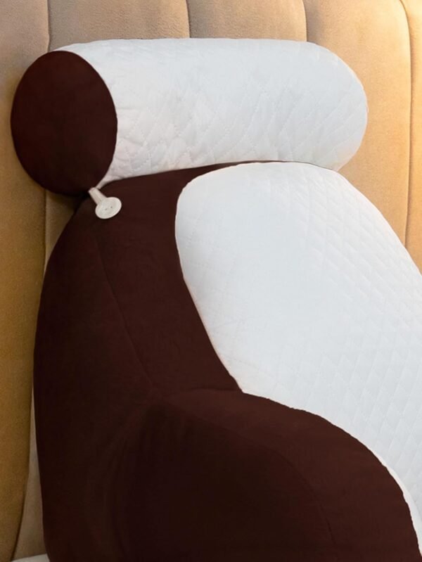 Almofada de Descanso Apoio de Costas Travesseiro Ergonômico para Leitura, apoio de Cabeça Removível, 55cm Com Encosto, 60cm Largura (TABACO) - Imagem 2