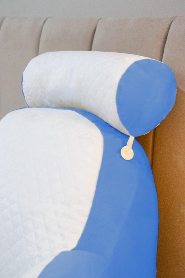 Almofada de Descanso Apoio de Costas Travesseiro Ergonômico para Leitura, com apoio de Pescoço Removível Pelucia 55cm Altura Com Encosto, 60cm Largura(Azul) - Imagem 2