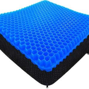 Almofada de assento de gel - Almofada de assento de ovo de espessura dupla de 4,2 cm com capa antiderrapante - Almofada de cóccix para dor nas costas e ciática - Almofada de assento de carro para cadeira de escritório - Design respirável de favo de mel, durável, portátil