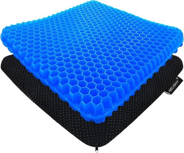Almofada de assento de gel - Almofada de assento de ovo de espessura dupla de 4,2 cm com capa antiderrapante - Almofada de cóccix para dor nas costas e ciática - Almofada de assento de carro para cadeira de escritório - Design respirável de favo de mel, durável, portátil