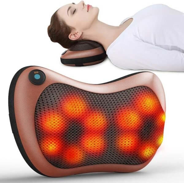 Almofada de massagem eletrônica aquecimento eletrônico, almofada de massagem amassar costas pescoço pescoço ombro, almofada de massagem amassada profunda adequada para casa e escritório