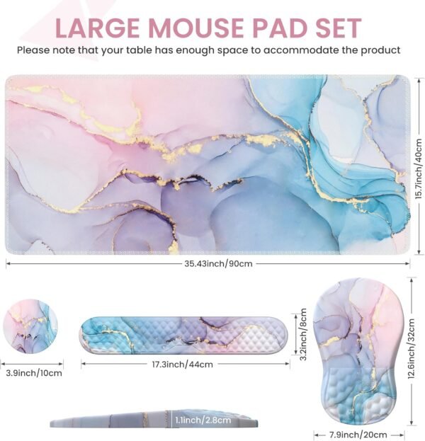 Anyshock Tapete de mesa, mouse pad grande com descanso de pulso, teclado ergonômico e mouse pad com design de massagem e espuma de memória, mouse pad de computador para jogos de estudo em casa, - Imagem 2