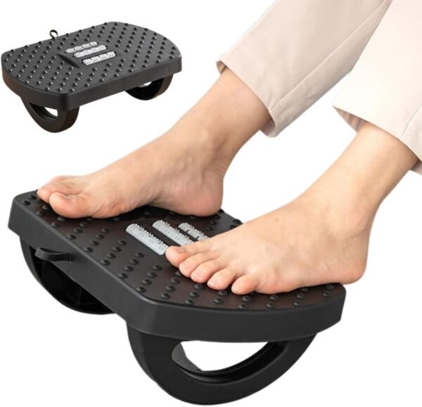 Apoio para Pés Embaixo Da Mesa Com Rodas De Massagem Rotação de 180 Graus Apoio Ergonômico para os Pés Preto Descanso Para Os Pés De Escritório Ergonômico Massageador