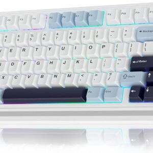 Aula Teclado mecânico sem fios F75 75%, junta intercambiável a quente, interruptores pré-lubrificados, teclado mecânico retroiluminado RGB para jogos, teclado mecânico de 2,4 GHz/tipo C/BT5.0