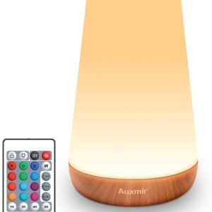 Auxmir Lâmpada de cabeceira de LED, luz noturna, controle remoto, regulável, 13 cores, 5 cores que mudam de brilho, ajustável, recarregável, lâmpada portátil para bebês, crianças, quarto, sala de