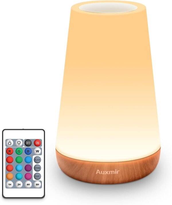 Auxmir Lâmpada de cabeceira de LED, luz noturna, controle remoto, regulável, 13 cores, 5 cores que mudam de brilho, ajustável, recarregável, lâmpada portátil para bebês, crianças, quarto, sala de