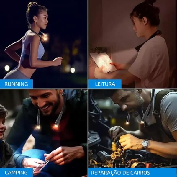 BEMMY Luz de Leitura Recarregável, Luz de Pescoço Dobrável com 3 Cores, Portátil e de Larga Duração para Leitura, Crochê e Costura, 1000mAh (Preto) - Imagem 2