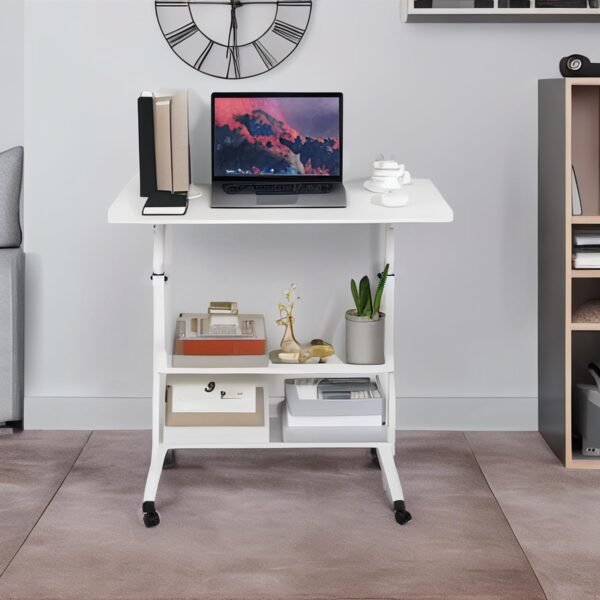 BRAVECOW Mesa ajustável portátil para pequenos espaços, mesa de laptop, rodinhas, sofá móvel, mesa para quarto, escritório, mesa de computador - Imagem 2