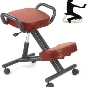 Banco de correção de postura ergonômico, cadeiras de mesa ajoelhadas para escritório balanço ajustável melhora sua postura com um assento angular, vermelho