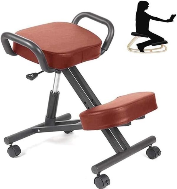Banco de correção de postura ergonômico, cadeiras de mesa ajoelhadas para escritório balanço ajustável melhora sua postura com um assento angular, vermelho