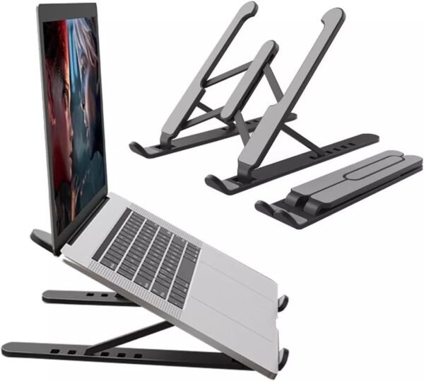 Base Suporte Notebook De Mesa Ergonômico Regulável Laptop Portátil Dobrável Ajustável Home Office Antiderrapante Compacto Apoio Regulagem Altura Tablet Celular Netbook Funcional 6