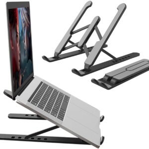 Base Suporte de Mesa para Notebook Regulável Ideal p/Home Office | Dobrável, Leve, Antiderrapante, Ergonômico, 6 Níveis de Altura | Dissipação de Calor até 10kg | ABS Resistente