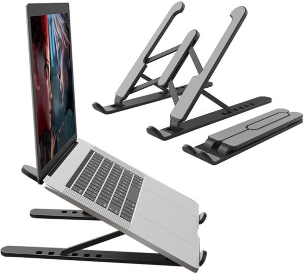 Base Suporte de Mesa para Notebook Regulável Ideal p/Home Office | Dobrável, Leve, Antiderrapante, Ergonômico, 6 Níveis de Altura | Dissipação de Calor até 10kg | ABS Resistente