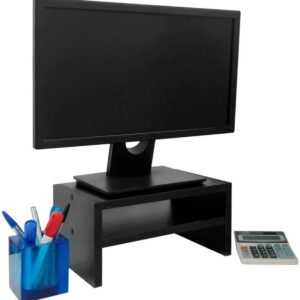 Base Suporte para Monitor Apoio de Mesa Madeira Preto