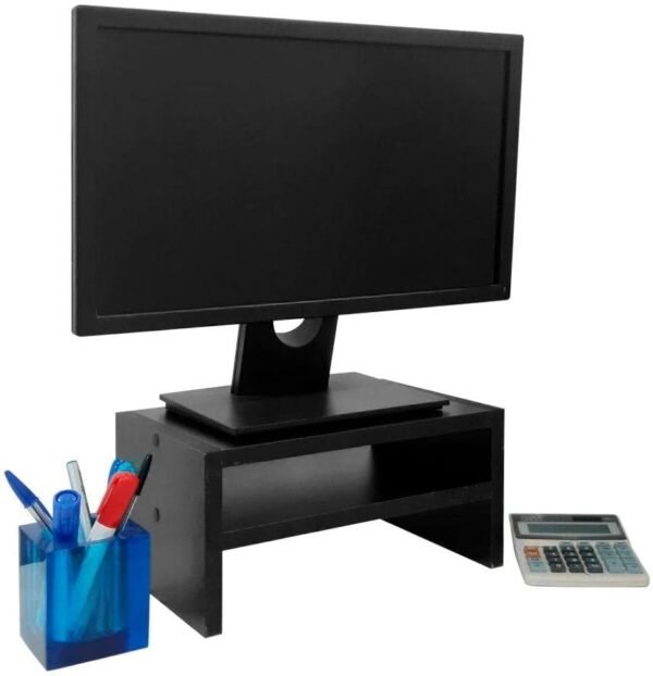 Base Suporte para Monitor Apoio de Mesa Madeira Preto