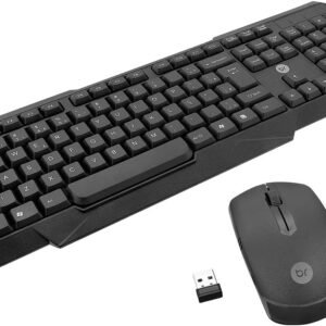 Bright, 55, Combo Teclado e Mouse Sem Fio Slim 2, Teclado com Apoio Ergonômico, Padrão ABNT2, 107 teclas, Mouse Ambidestro, 3 Botões, PRETO