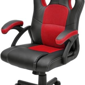 Bright, Cadeira Gamer Preto e Vermelho, Com 3 Níveis de Altura, Possui Inclinação de Amortecimento, Braços de Apoio com Acolchoado Polipropileno, Confortável Para Horas de Partida, Macia e Duradoura