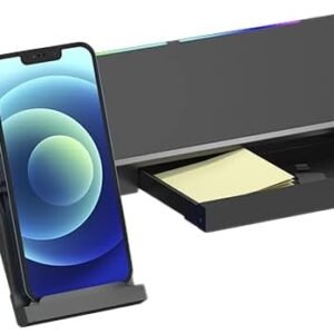 C3Tech Base para Monitor Gaming BM-L100BK, preto, com luzes RGB, Possui Hub USB embutido com saídas 1 x USB 3.0 e 3 x USB 2.0, Apoie Monitor, Notebook, Impressora, TV, Console